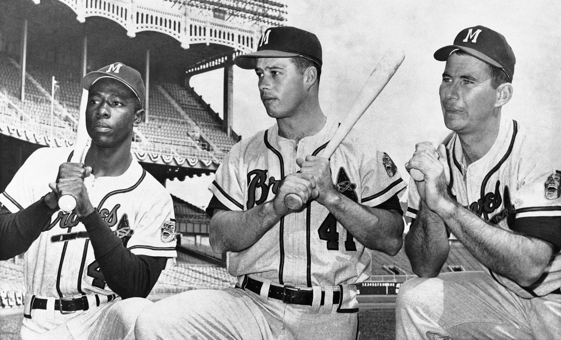 Hank Aaron, Eddie Mathews, Joe Adcock - 1957
